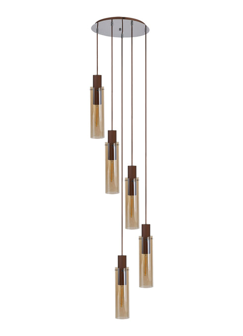 Brooks Slim Round Pendant 5 Light
